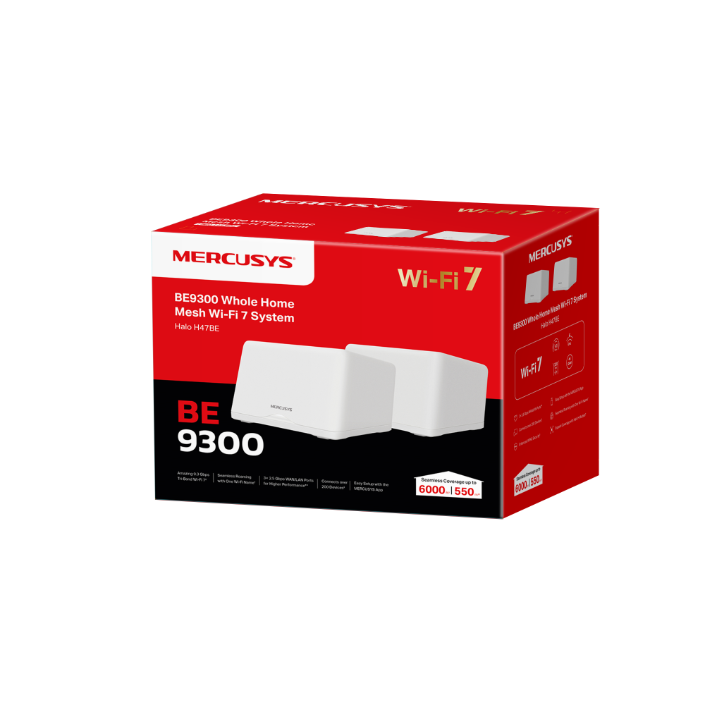 BE9300 Whole Home Mesh Wi-Fi 7 System, Halo H47BE(2-pack)