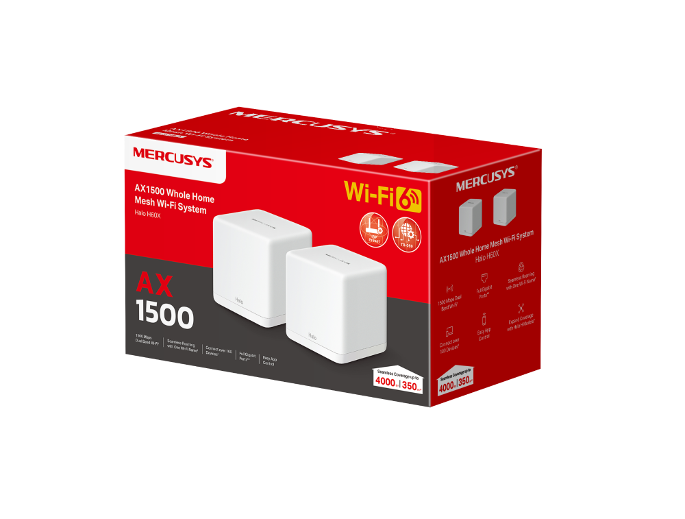 AX1500 Whole Home Mesh Wi-Fi 6 System, Halo H60X(2-pack)