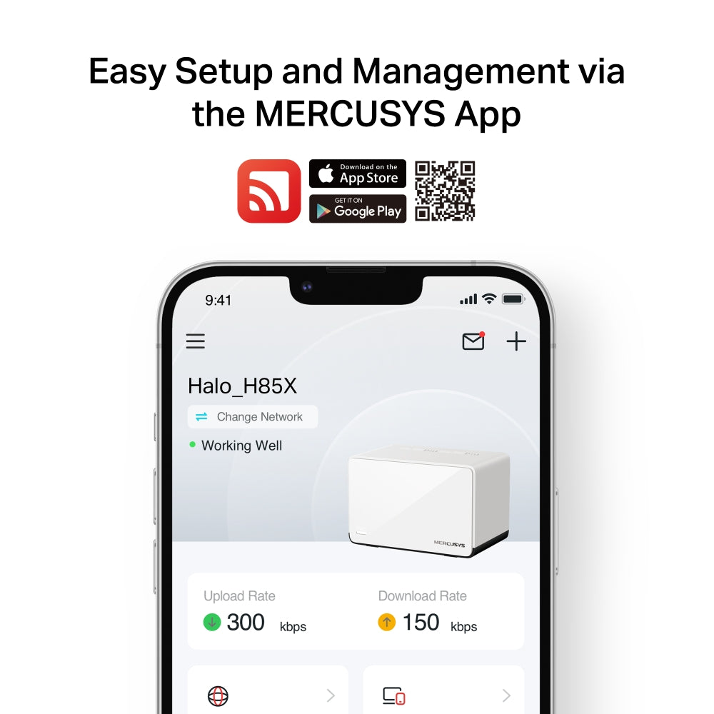 Mercusys Halo H85X 2 PACK AX3000 WiFi 6 Mesh + MS105G 5 Gigabit Ports Switch