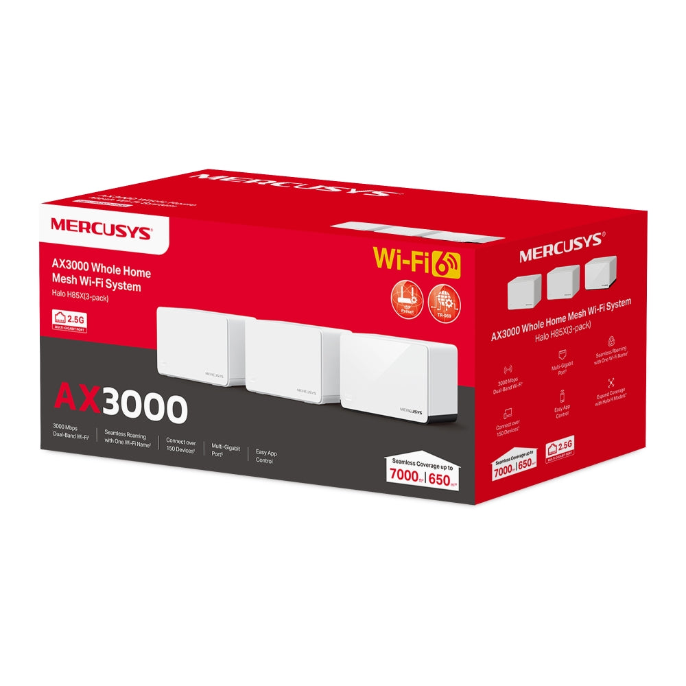 Halo H85X(3-pack) | AX3000 Whole Home Mesh WiFi 6 System