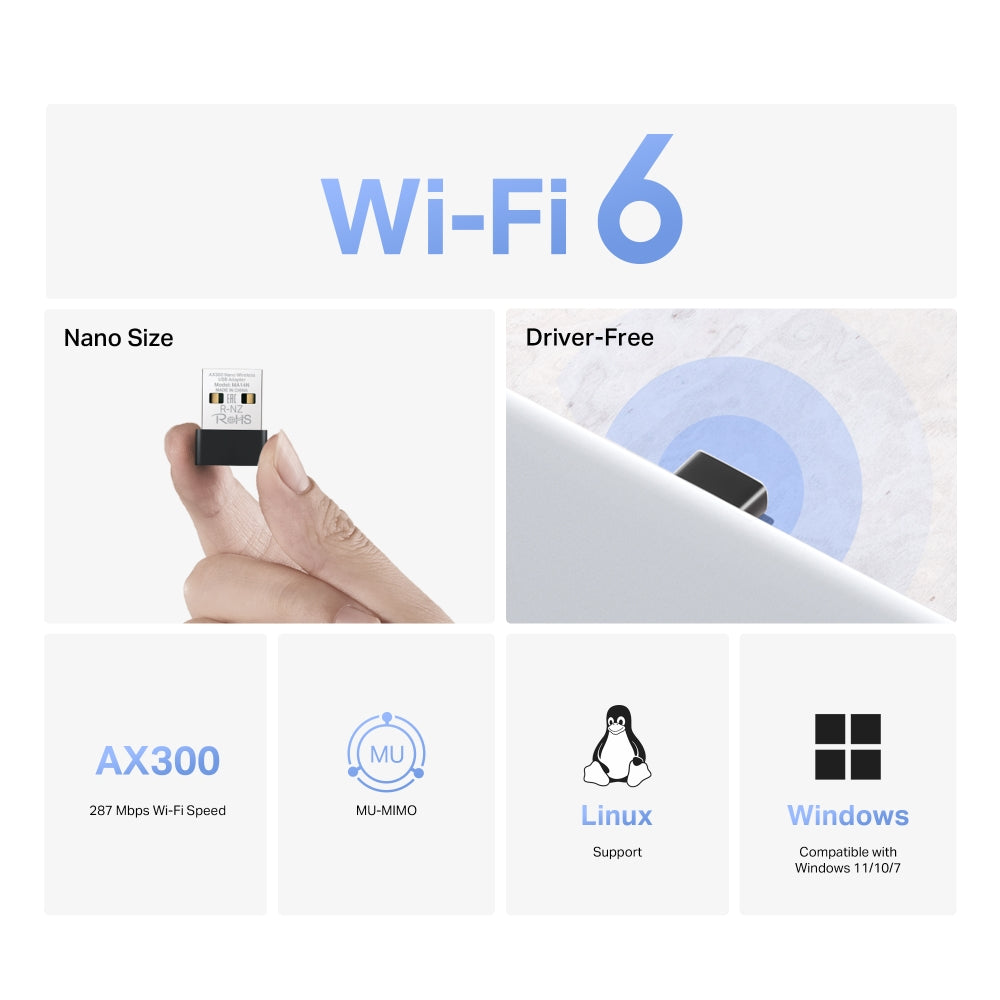 AX300 Nano Wireless USB Adapter, MA14N(2-pack)