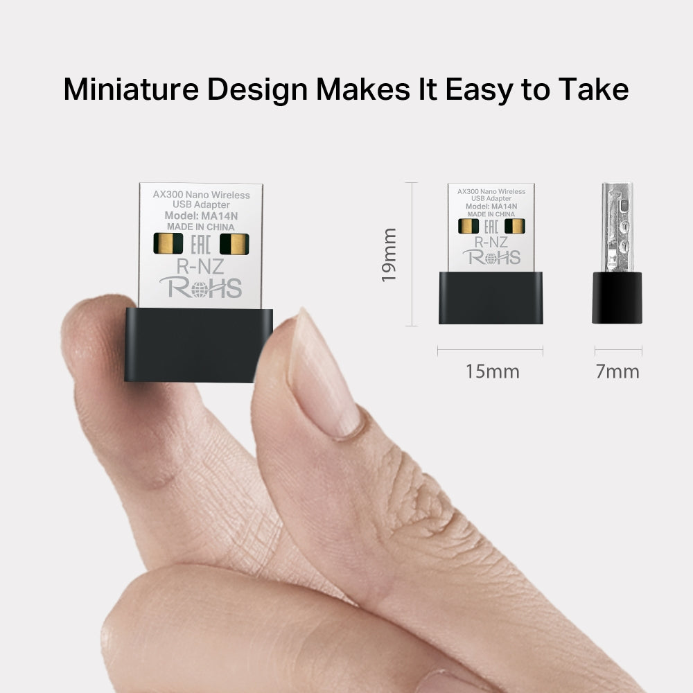 AX300 Nano Wireless USB Adapter, MA14N(2-pack)