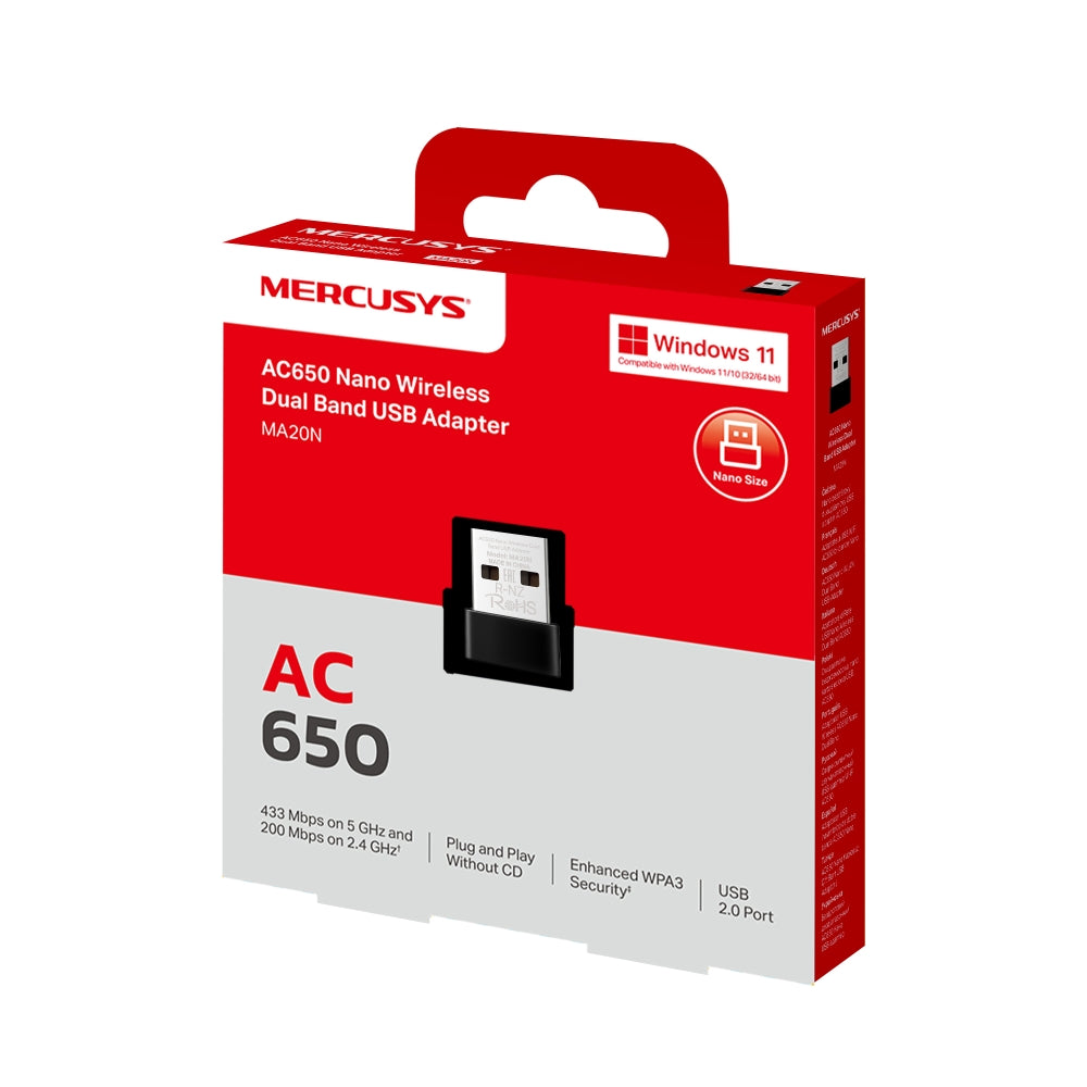AC650 Nano Wireless Dual Band USB Adapter, MA20N