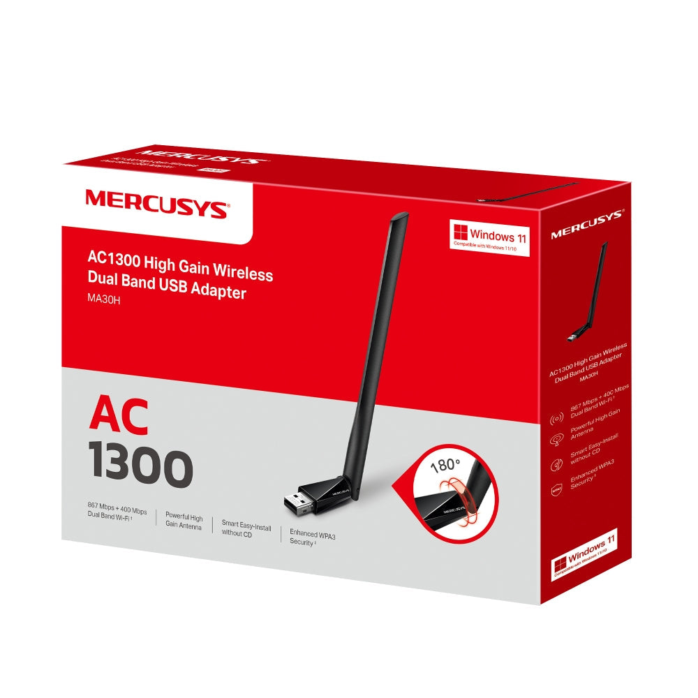 AC1300 High Gain Wireless Dual Band USB Adapter, MA30H(2-pack)
