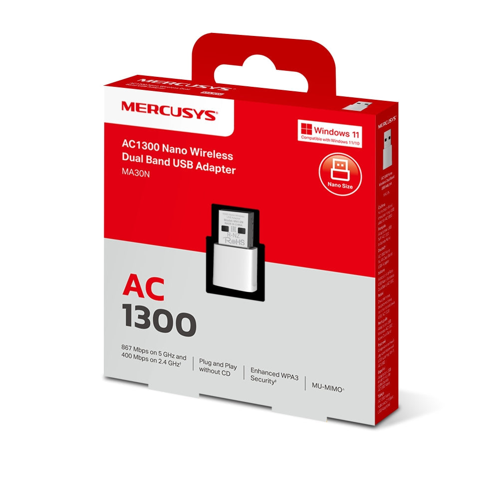 AC1300 Nano Wireless Dual Band USB Adapter, MA30N