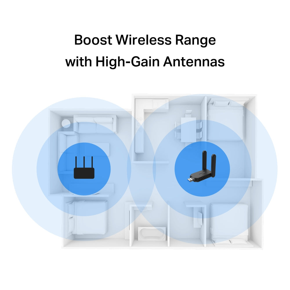 AC1300 High-Gain Wireless Dual Band USB Adapter, MA32H