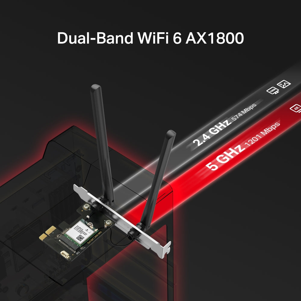 AX1800 Wi-Fi 6 Bluetooth 5.4 PCIe Adapter, MA70XE