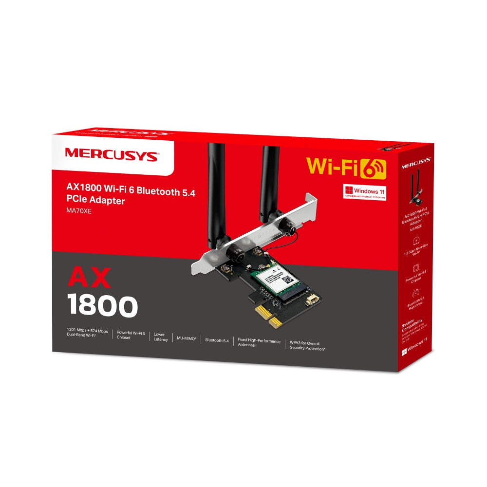AX1800 Wi-Fi 6 Bluetooth 5.4 PCIe Adapter, MA70XE