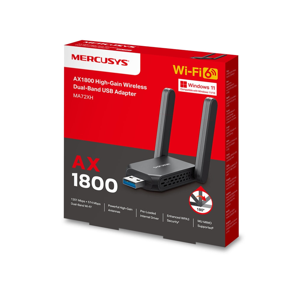 AX1800 High-Gain Wireless Dual-Band USB Adapter, MA72XH(2-pack)