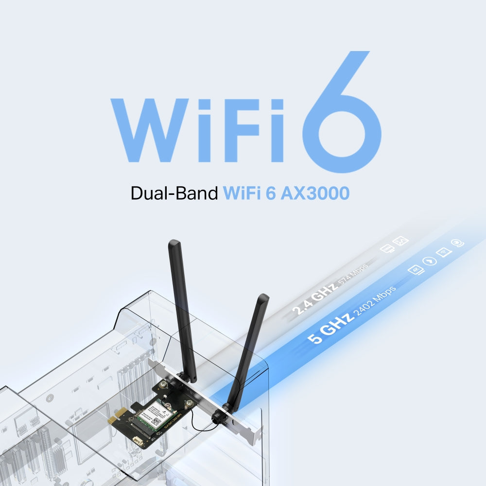 AX3000 Wi-Fi 6 Bluetooth 5.2 PCIe Adapter, MA80XE