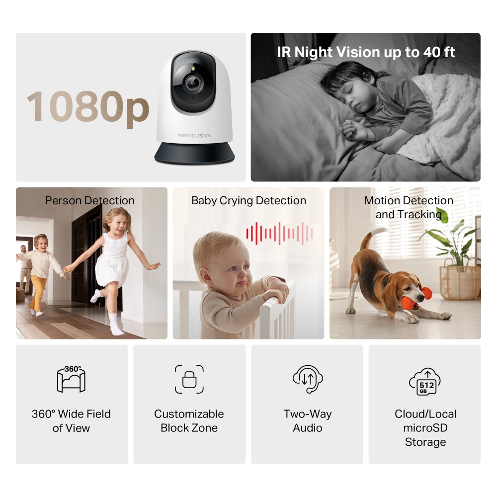 MC200 | Pan/Tilt Home Security Wi-Fi Camera