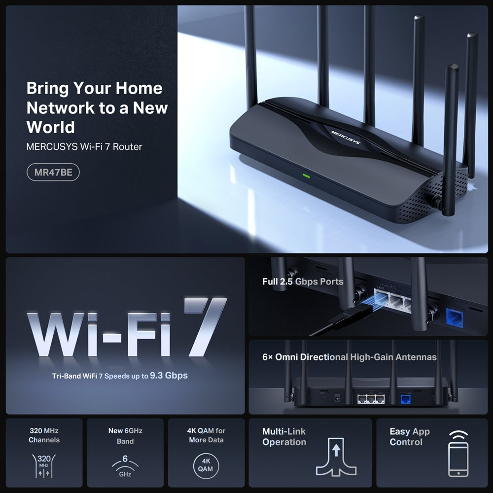 BE9300 Tri-Band Wi-Fi 7 Router, MR47BE