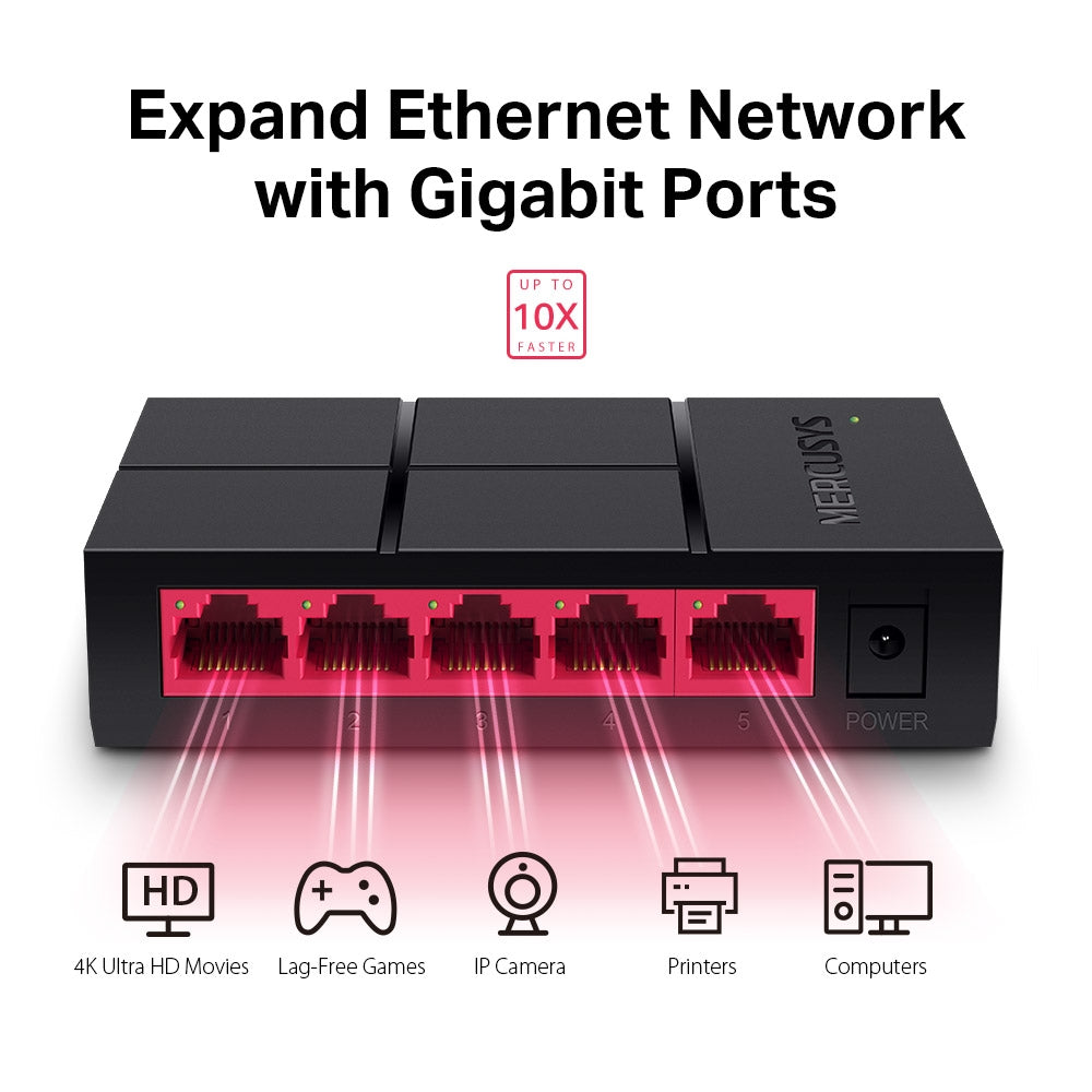 5-Port 10/100/1,000 Mbps Desktop Switch, MS105G