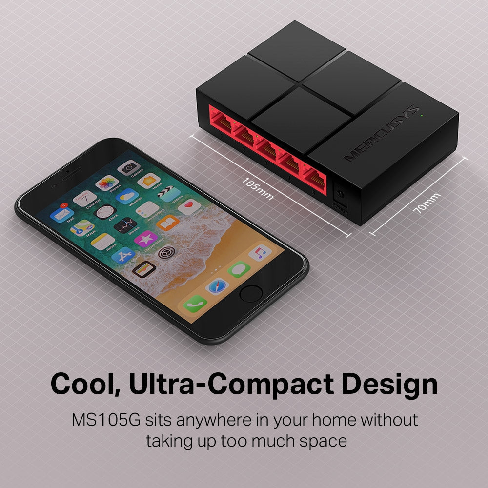 5-Port 10/100/1,000 Mbps Desktop Switch, MS105G