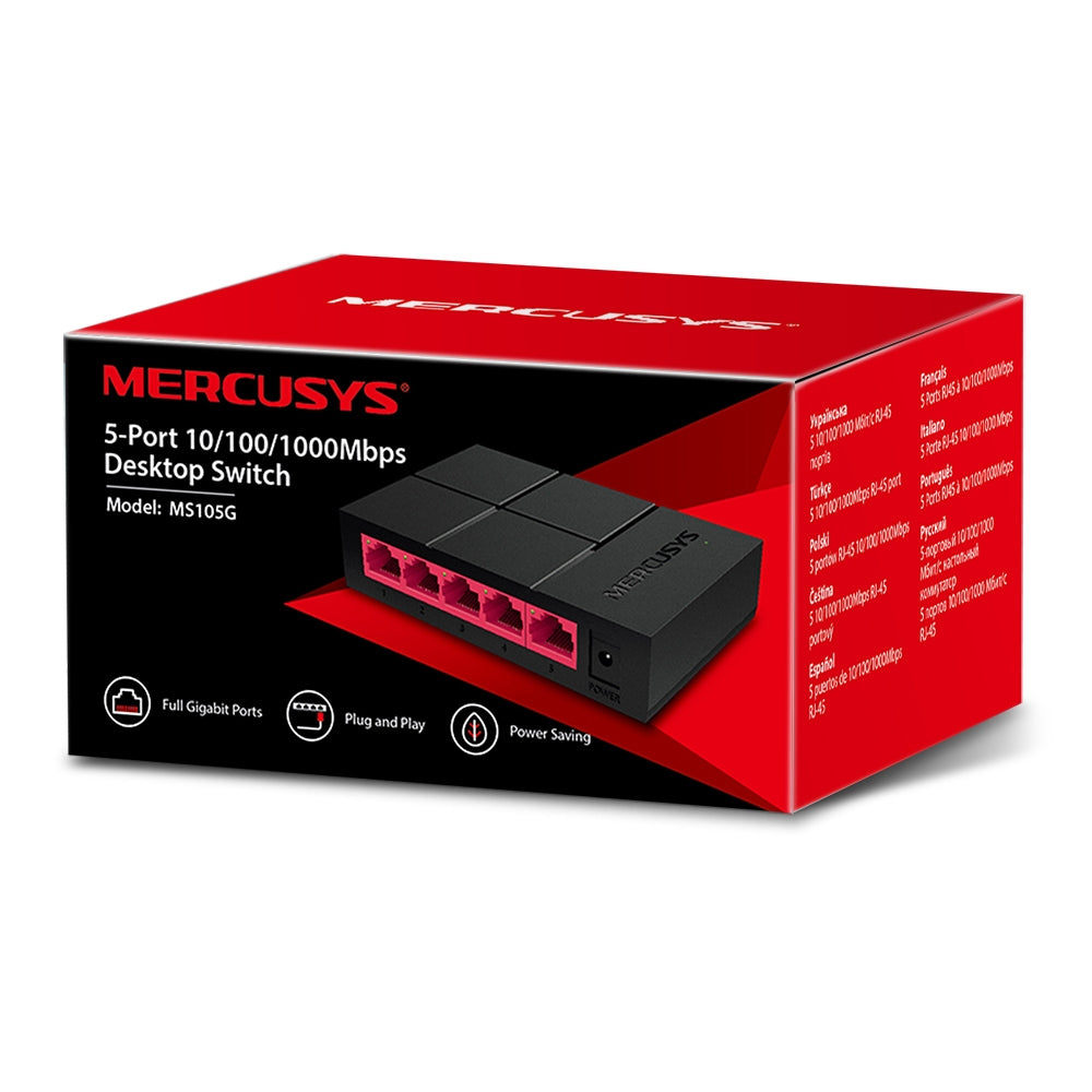 5-Port 10/100/1,000 Mbps Desktop Switch, MS105G