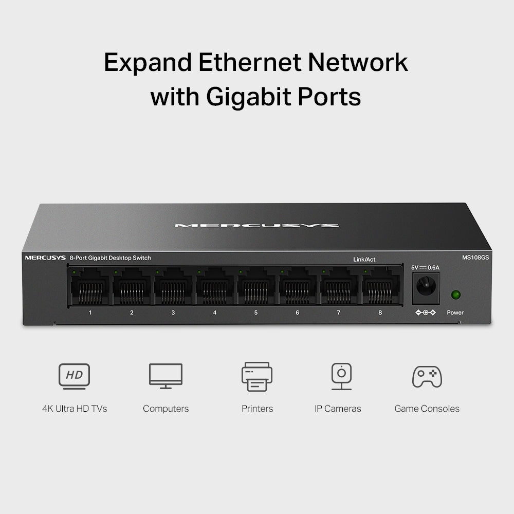 8-Port Gigabit Desktop Switch, MS108GS