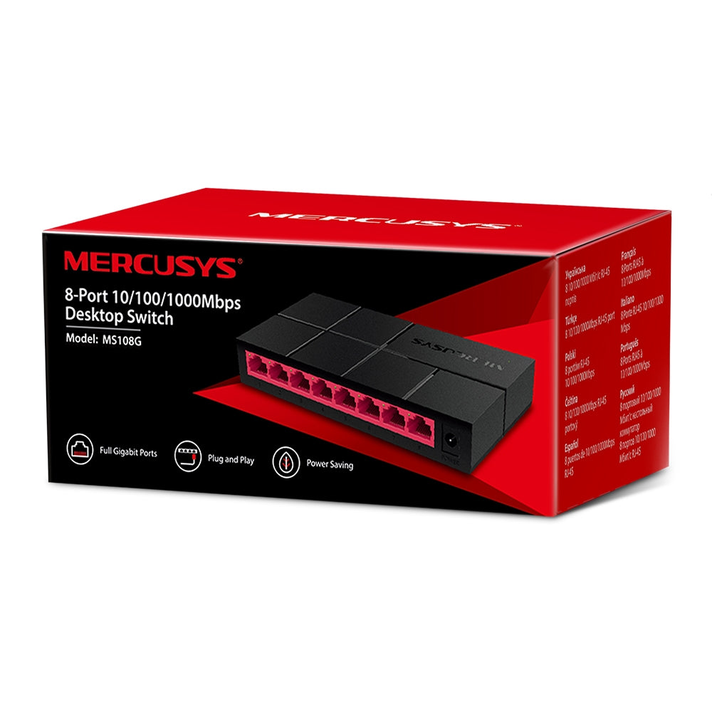 8-Port 10/100/1,000 Mbps Desktop Switch, MS108G(2-pack)