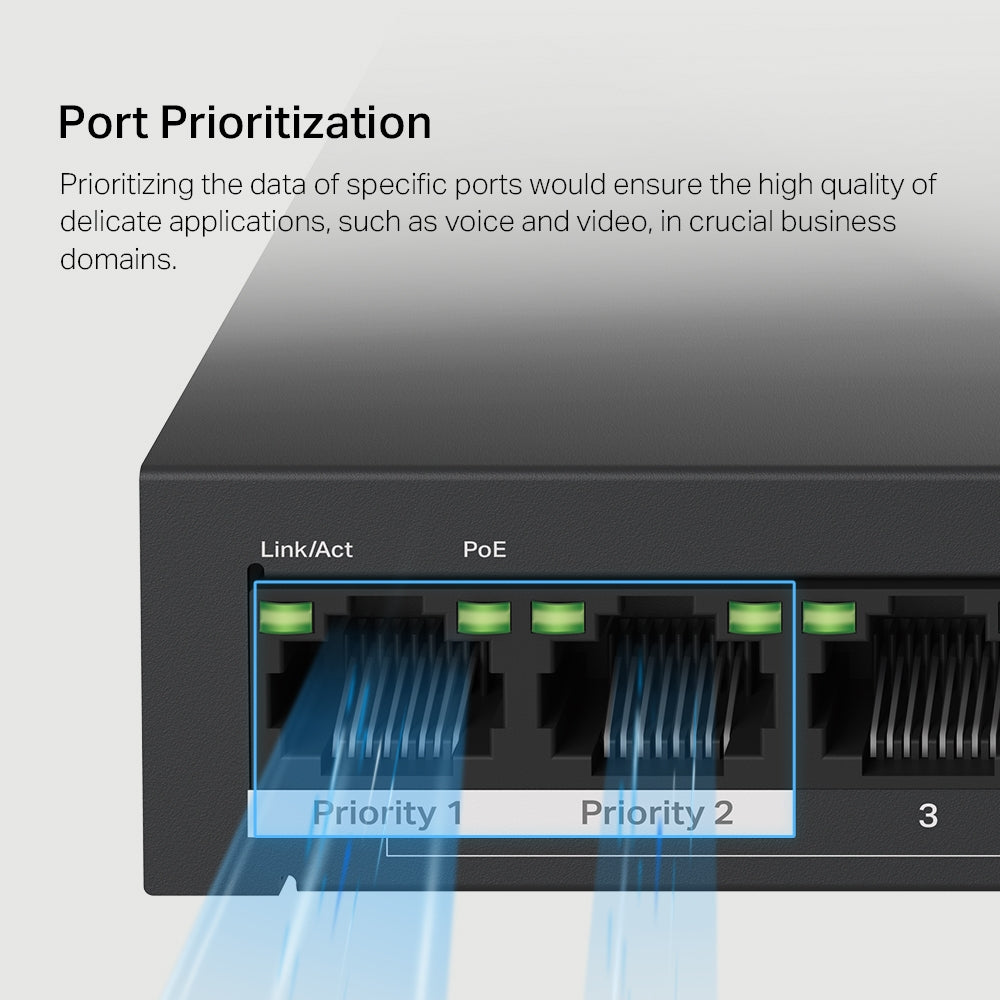 10-Port 10/100 Mbps Desktop Switch with 8-Port PoE+, MS110P