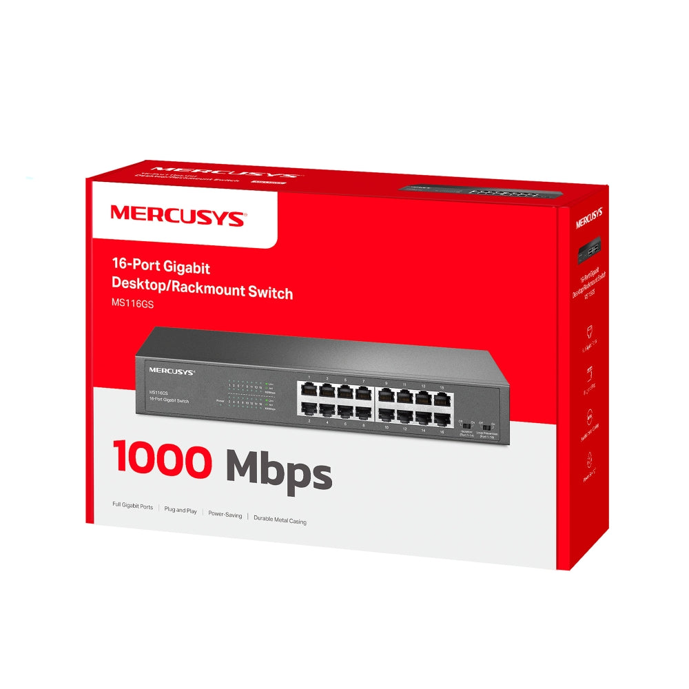 16-Port Gigabit Desktop/Rackmount Switch, MS116GS