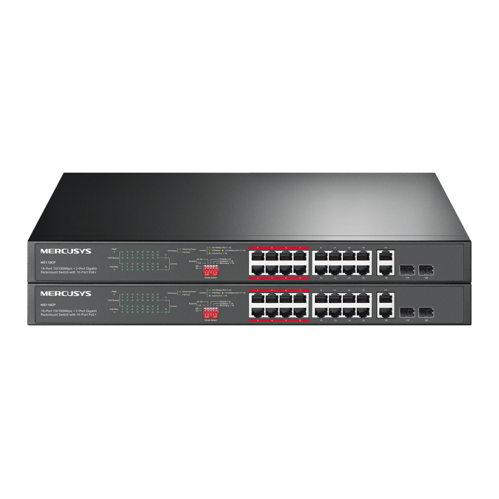MS120GP(2-pack) | 20-Port Gigabit Rackmount Switch with 16-Port PoE+