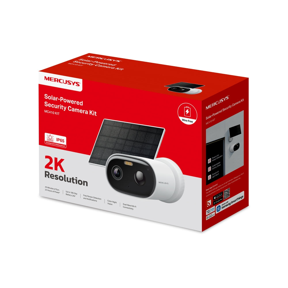 MC410 KIT | Solar-Powered Security Camera Kit, 2K 3MP, Smart Detection, IP65, Colour Night Vision