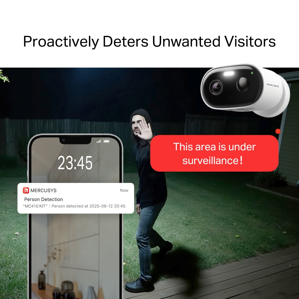 MC410 KIT | Solar-Powered Security Camera Kit, 2K 3MP, Smart Detection, IP65, Colour Night Vision