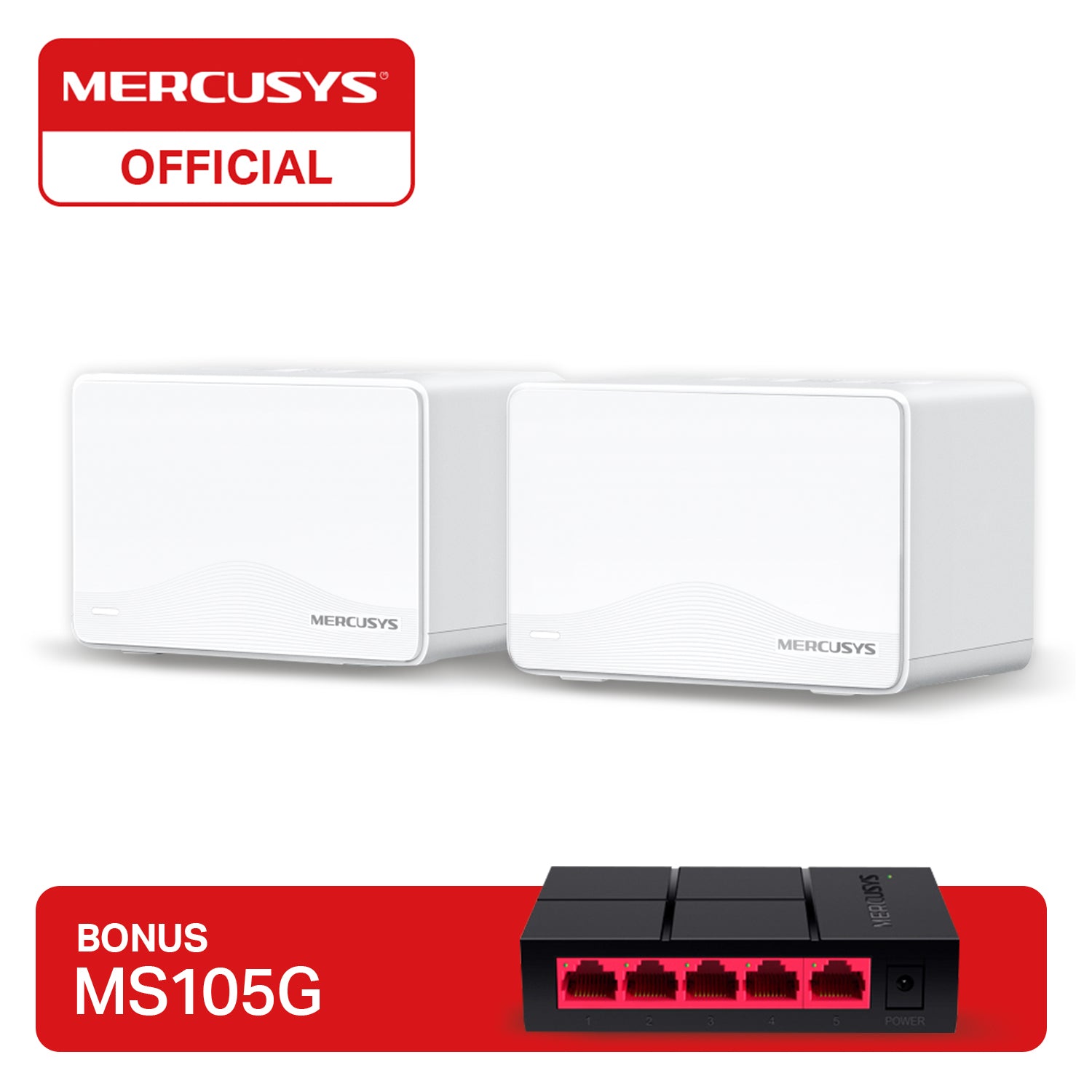 Mercusys Halo H25BE 2 Pks BE3600 Wi-Fi 7 Mesh + MS105G 5 Gigabit-Ports Switch