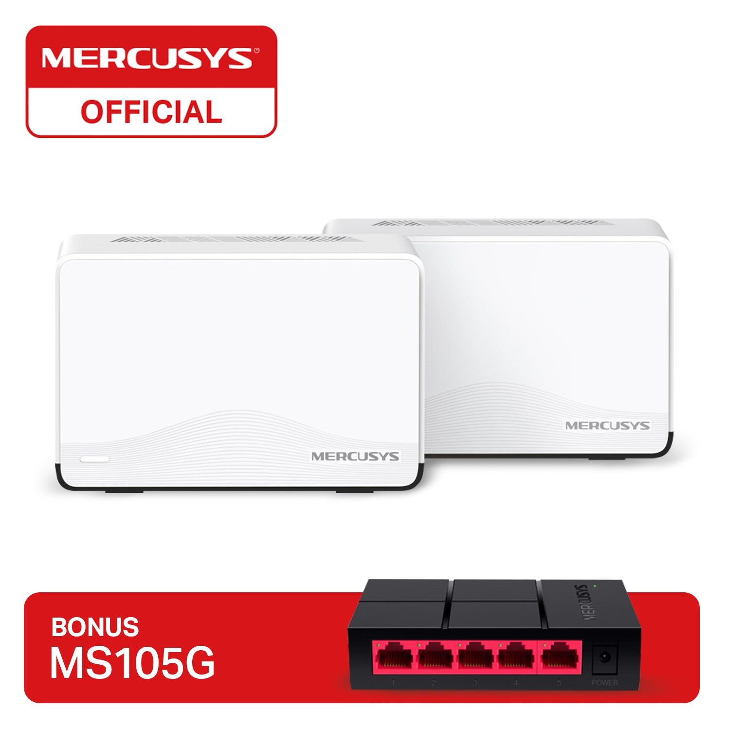 Mercusys Halo H27BE 2 Pk BE3600 Wi-Fi 7 Mesh + MS105G 5 Gigabit Ports Switch