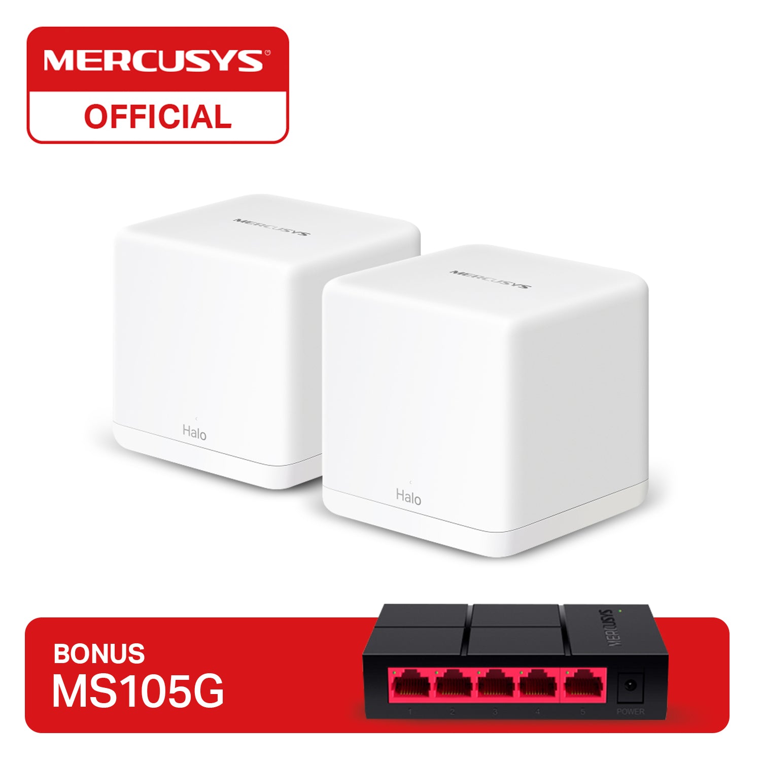 Mercusys Halo H60X 2 PACK AX1500 Wi-Fi 6 Mesh + MS105G 5 Gigabit Ports Switch