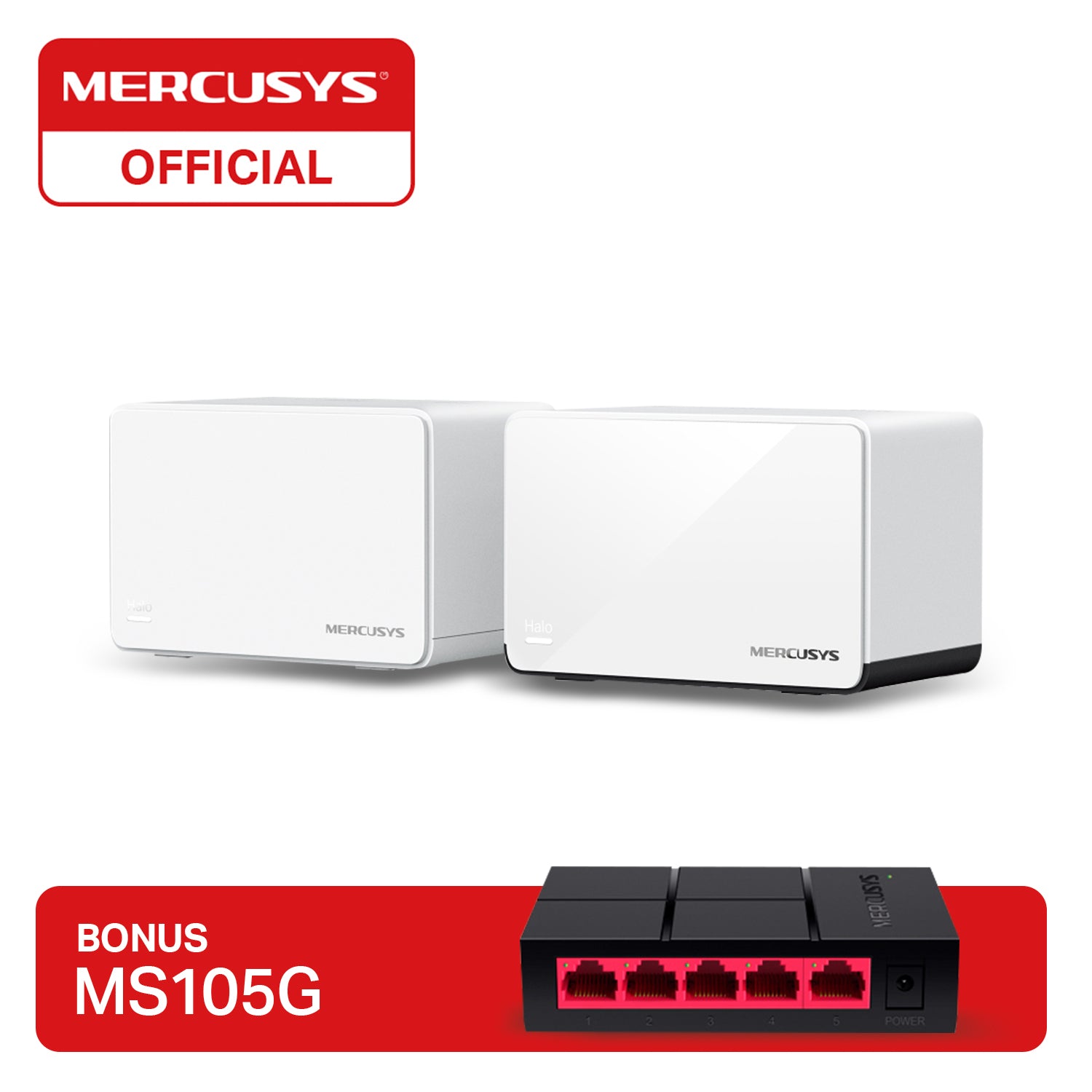 Mercusys Halo H85X 2 PACK AX3000 WiFi 6 Mesh + MS105G 5 Gigabit Ports Switch