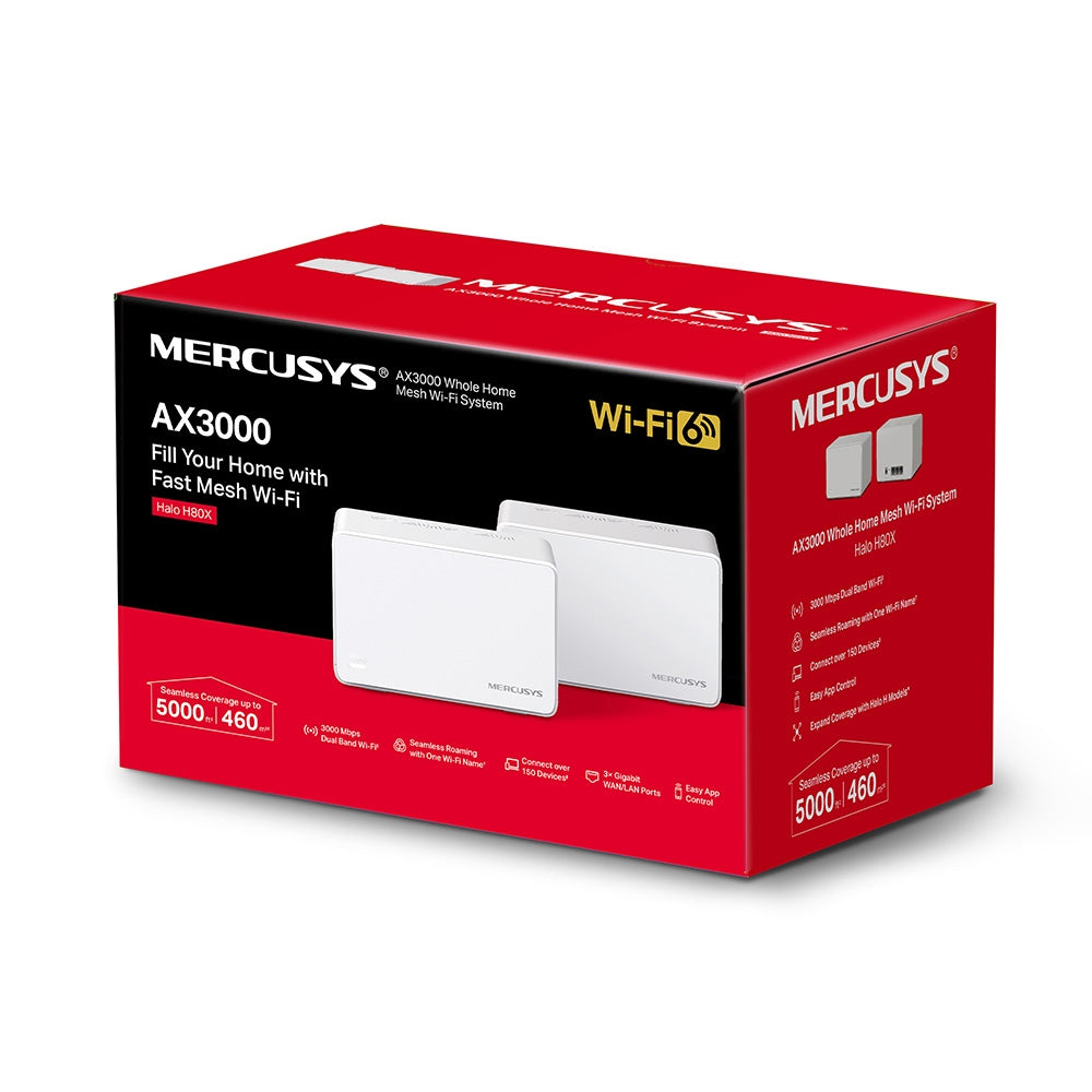 AX3000 Whole Home Mesh Wi-Fi 6 System, Halo H80X(2-Pack)