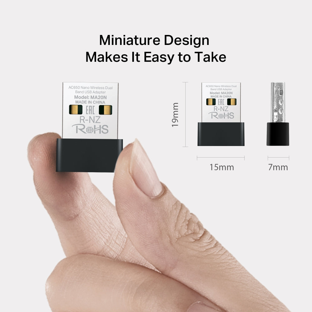 AC650 Nano Wireless Dual Band USB Adapter, MA20N