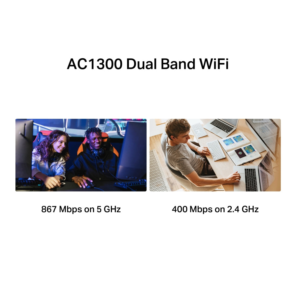 AC1300 High Gain Wireless Dual Band USB Adapter, MA30H(2-pack)