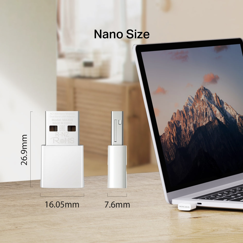 AC1300 Nano Wireless Dual Band USB Adapter, MA30N
