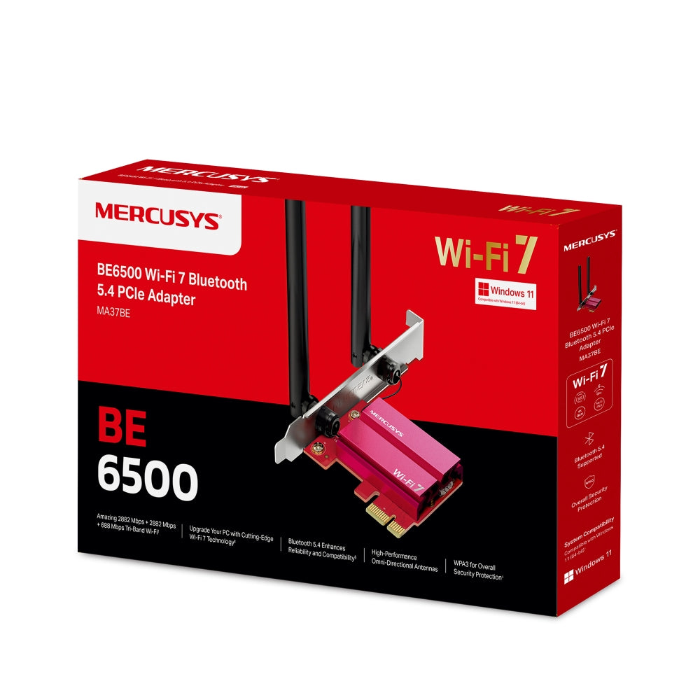 Mercusys BE6500 WiFi 7 MA37BE Tri-Band Adapter + MR37BE Dual Band Router