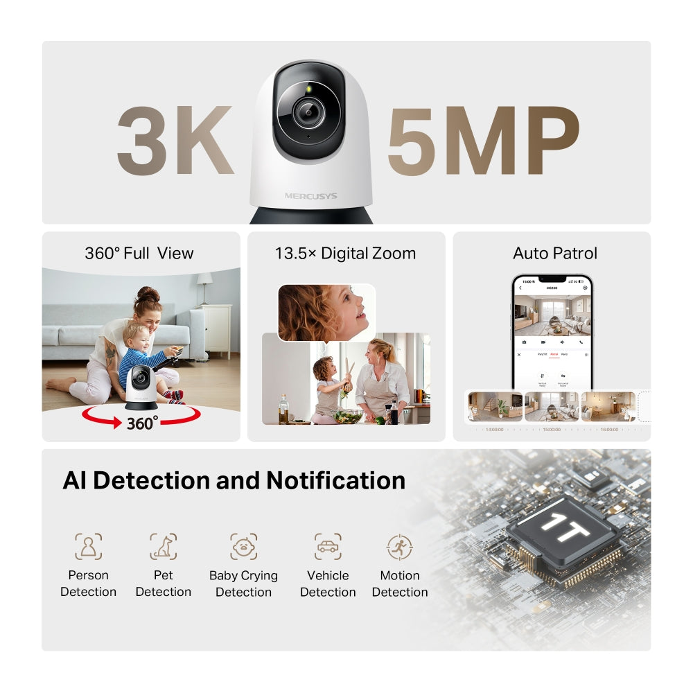 MC230 | Pan/Tilt AI Home Security Wi-Fi Camera