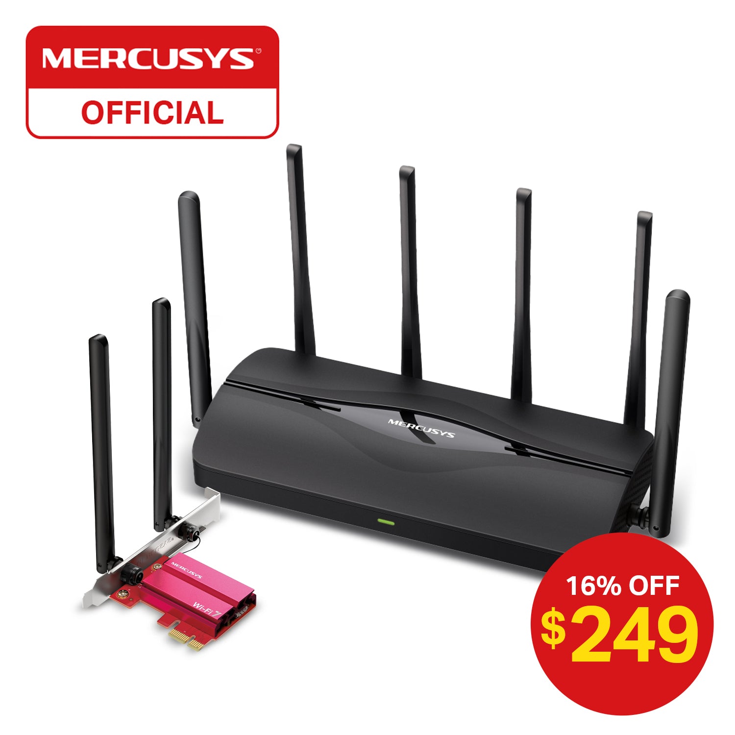 Mercusys BE6500 WiFi 7 MA37BE Tri-Band Adapter + MR37BE Dual Band Router