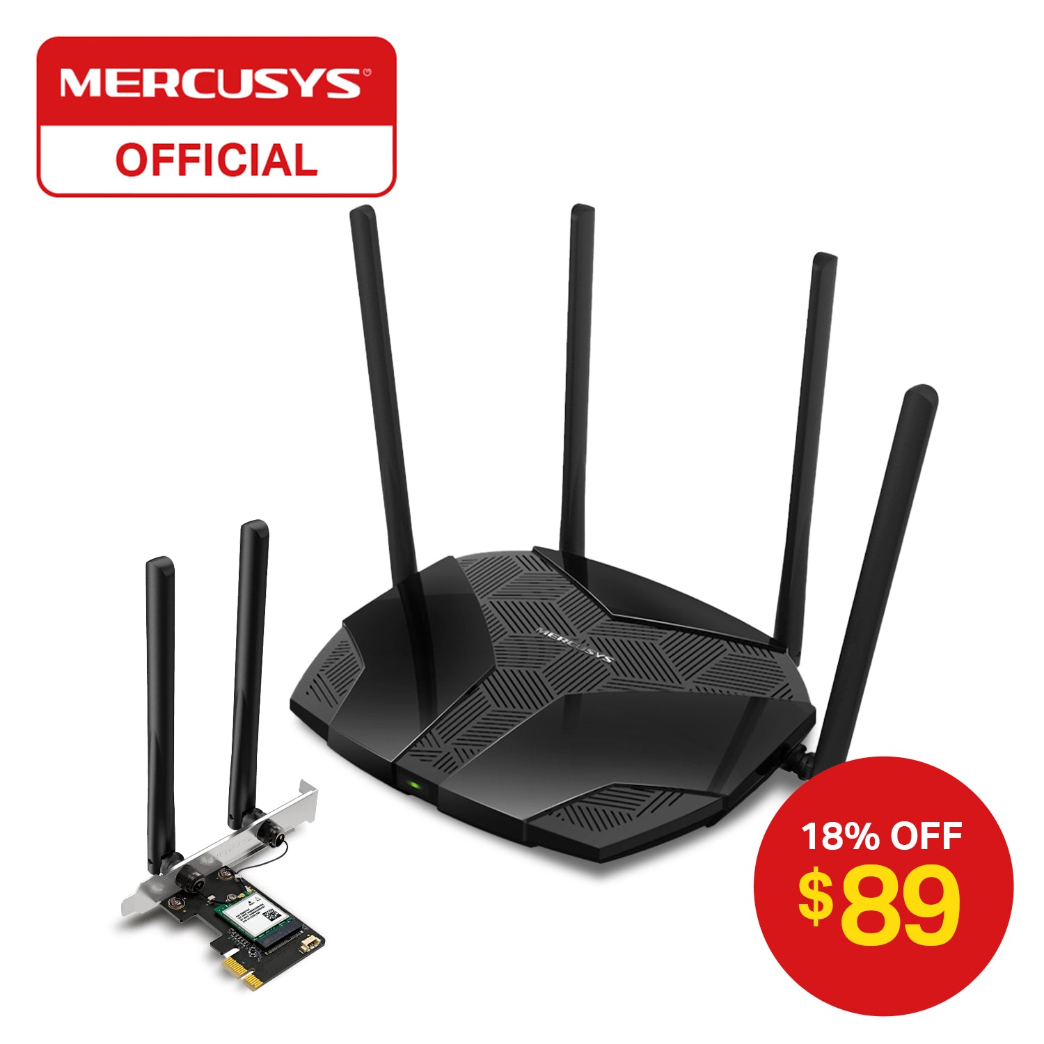 Mercusys MR70X AX1800 WiFi 6 Router + MA70XE AX1800 Wi-Fi 6 Adapter BT5.4