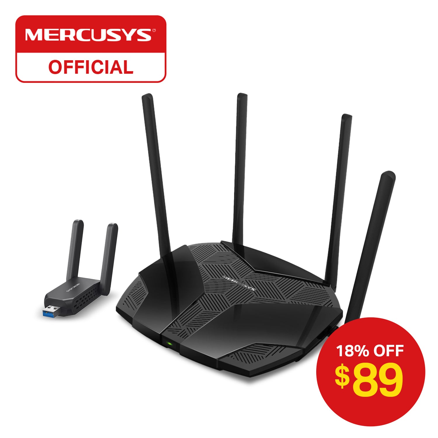 Mercusys MR70X Dual Band AX1800 WiFi 6 Router+MA72XH AX1800 Wi-Fi 6 Adapter