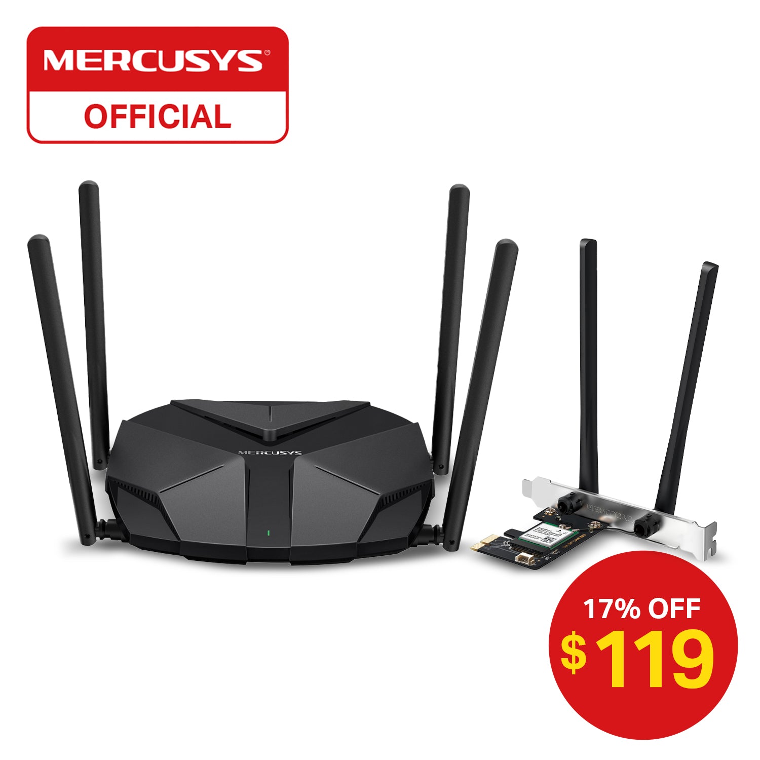 Mercusys MR85X AX3000 Dual Band 2.5G Wi-Fi 6 Router+MA80XE AX3000 Wi-Fi 6 BT5.3