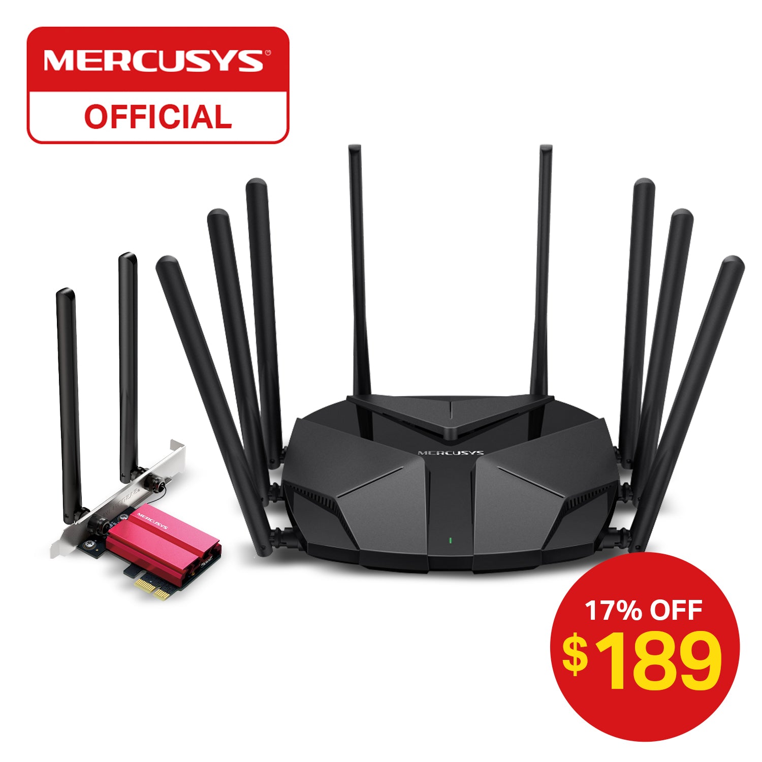 Mercusys MR90X AX6000 Dual Band WiFi 6 2.5G Router+MA86XE Tri Band AXE5400 BT5.3