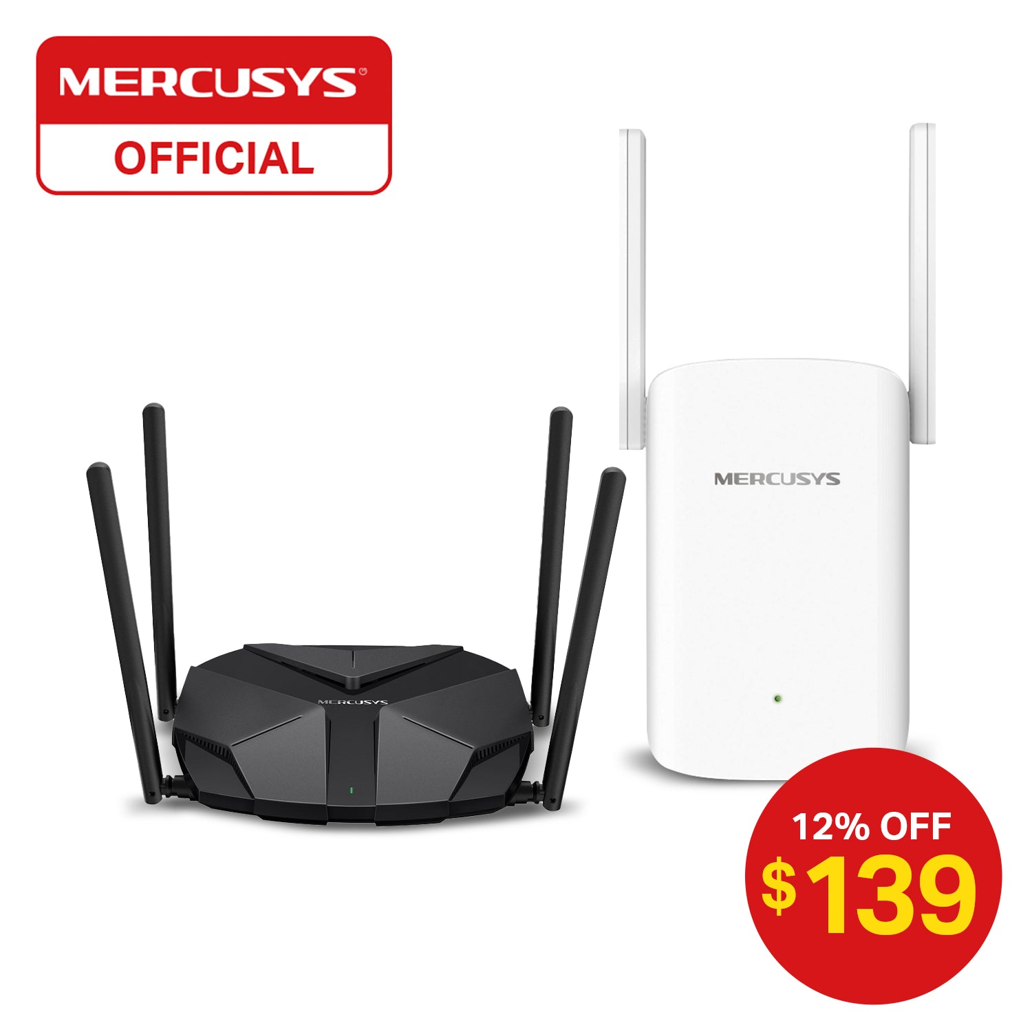 Mercusys MR85X Dual Band AX3000 Wi-Fi 6 2.5G Router+ME60X AX1500 Range Extender